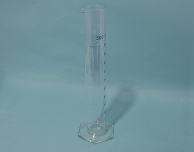 Eprouvette B 100ml pied hex.FH grad.bleue UNITE